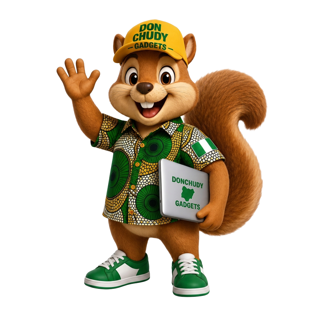 Don Chudy Gadgets mascot wearing a Don Chudy cap